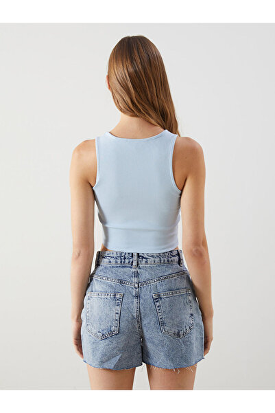 LC Waikiki Xside Blue Crew Neck Women's Crop