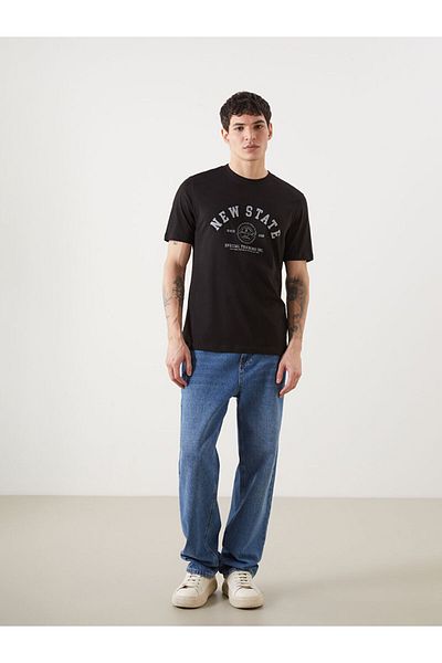 LC Waikiki Ανδρικό μπλουζάκι LCW Crew Neck με εμπριμέ χτενισμένο βαμβάκι