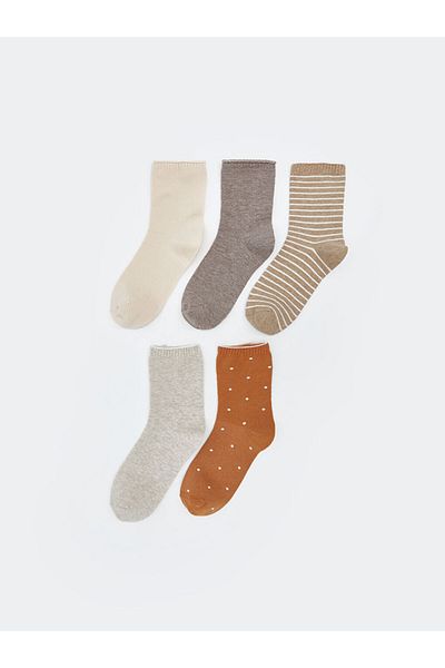 LC Waikiki Lcw Dream Beige Patterned Women's Socks 5-Pack