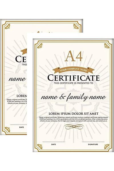 AKDC Certificate Document Frames 28x10.2cm, White/Black with Mat & Real Glass, 2-Pack for A4