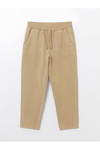 LC Waikiki Xside Beige Elastic Waist Carrot Cut Women's Trousers