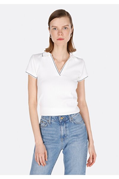 Colin's Slim Fit Polo Neck Plain Women's White Short Sleeve T-Shirt