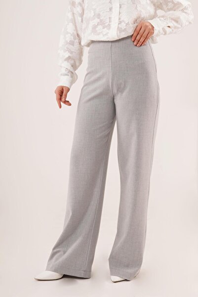 Hipo Trend Široke nogavice Rajsferšlus sa strane Sive platnene pantalone