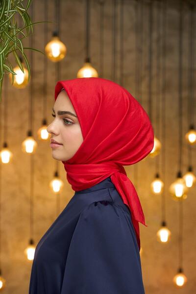 İpekhan Κόκκινο μεταξωτό φουλάρι - Απλό σχέδιο - 10100-27