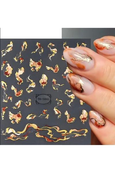 Altın Mermer Efektli Nail Art Sticker