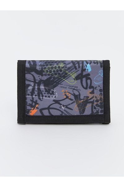 LC Waikiki Ανδρικό παιδικό πορτοφόλι Lcw Eco Anthracite Printed