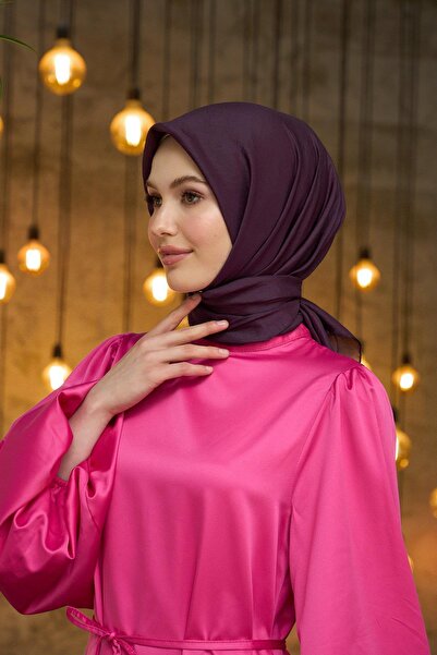 İpekhan Μεταξωτό κασκόλ Plum Voile - Κασκόλ με απλό σχέδιο 10100-26