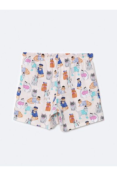 LC Waikiki Lcw Dream Pink Elastic Waist Patterned Women's Shorts Pajama Bottoms