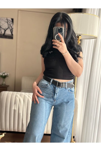 rimas Blugi Palazzo cu talie înaltă