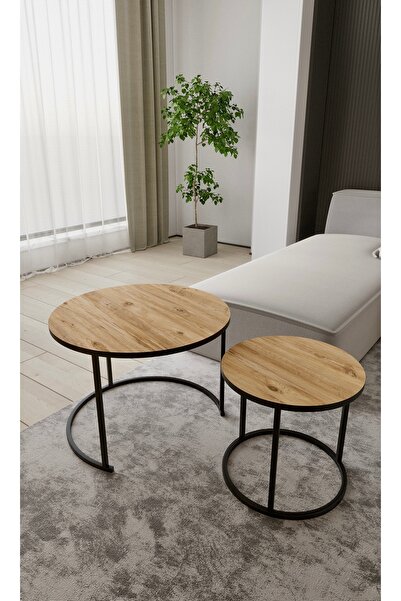 Haus Modüler Yuvarlak İkili Orta Sehpa Atlantik Çam