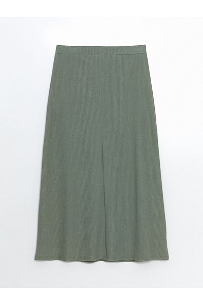LC Waikiki Lcw Grace Green Elastic Waist Textured A-Line Women's Skirt