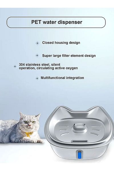 KidLe Stainless Steel Pet Water Dispenser Automatic Cat Water Fountain