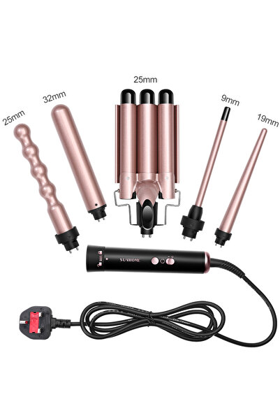 Sunhome 5-IN-1 Hair Curler Iron, Professional Curling Wand Set
