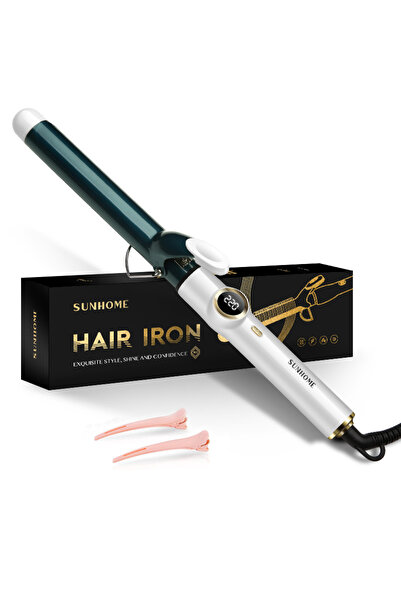 Sunhome Professional Hair Curler 28mm White/Green with LCD Display, Adjustabl...