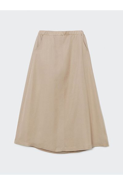 LC Waikiki Lcw Grace Beige Elastic Waist A-Line Women's Skirt