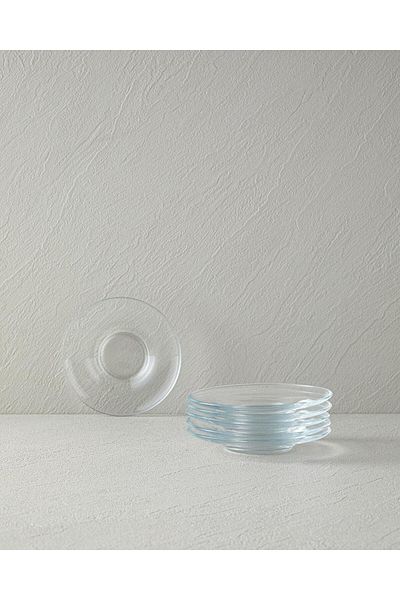 English Home 4-Piece Fitted Glass Tea Plate Transparent