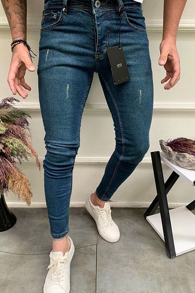 DOPPİO'N DENİM Blugi cu laser slim cu nuanță verde pentru bărbați