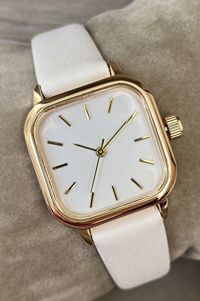Leerybee Minimal Tasarım Beyaz Deri Kadın Kol Saati Özel Kutulu Ese Arkadaşa Sevgiliye Hediye