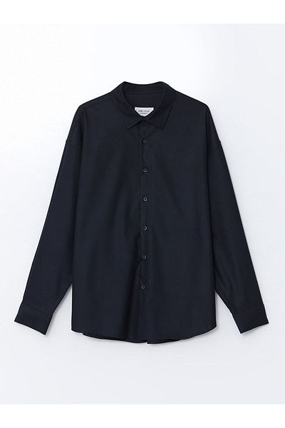 LC Waikiki Lcw Vision Navy Blue Regular Fit Long Sleeve Men's Shirt