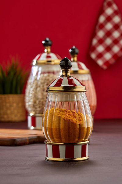 Cooker Luxurious Set of 3 Glass and Porcelain Jars with Lids – Stylish and Convenient Storage in Different Sizes