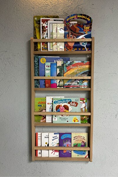 Squall Montessori Çocuk Odası Kitaplığı 4 Raflı Mdf Çocuk Kitaplığı 100*50 cm...