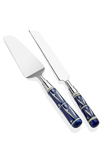 The Mia Corallo Cake Serving Set Blue 2 Pieces