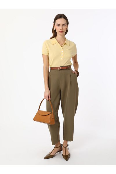 Refka Basic Mold High Waist Trousers - Light Khaki - Refka