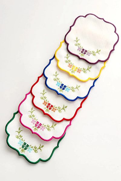 Nisahometeks 18 Pieces 3 Colors Cross Stitch Cocktail Napkins
