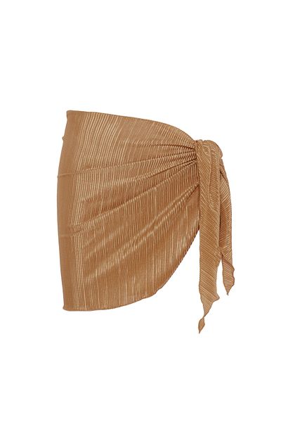 AQUELLA Gold-Beige Tied Pareo Pleated