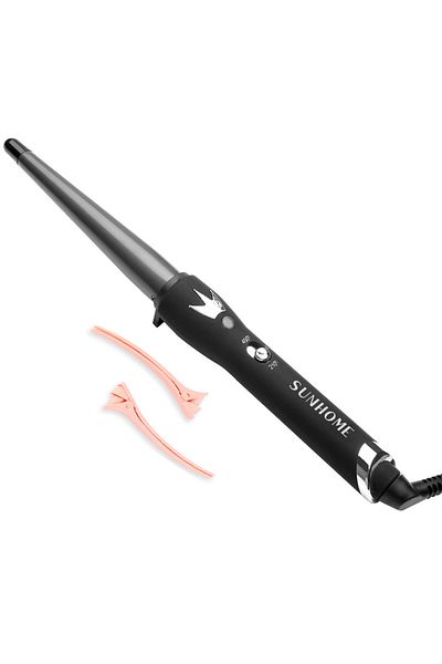 Sunhome Tapered Curling Wand，25mm Professional Ceramic Hair Curling Wand，Instant Heat Hair Curler