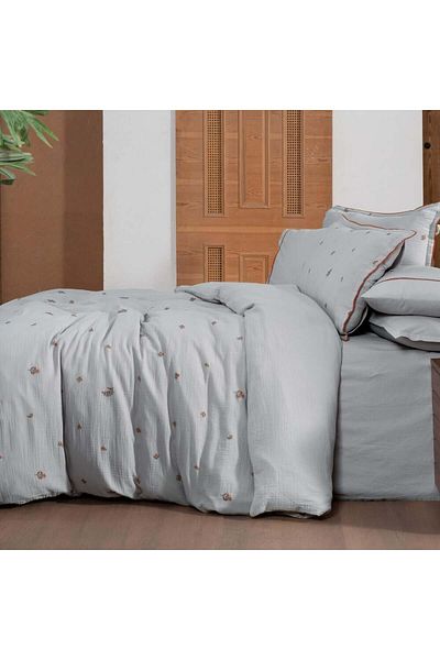 Sarev Σετ κρεβατιού Plana Grey Single 100% Cotton Mood Comfort Muslin