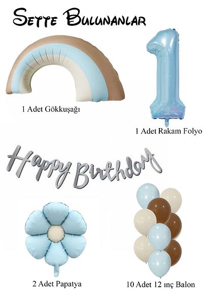 Patladı Gitti Retro 1 Year Old Daisy Themed Baby Boy Concept Birthday Set