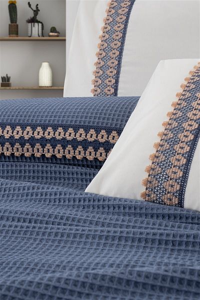 Sevim طقم بيكيه مزدوج من تيفولي مكون من 4 قطع مع حمام سباحة - مهر وبيكيه هدية - Valerie-indigo
