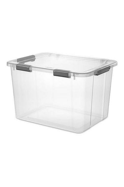 Sterilite Stackable Hinge Lid Rectangular Space Saving Storage Box 75.7 Liter
