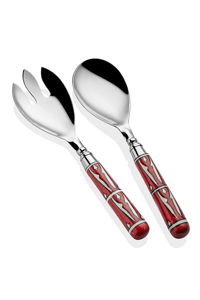 The Mia Red Corallo Salad Serving Set - 2 Pieces