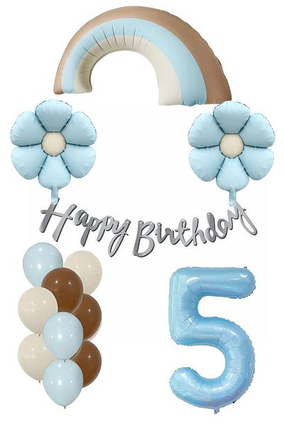 Patladı Gitti Σετ γενεθλίων Retro 5 Years Daisy Themed Baby Boy Concept