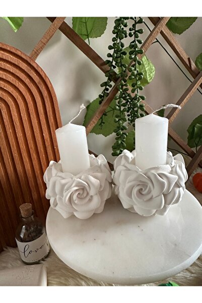 evdeki atölyem Dekoratif Gül modelli mumluk