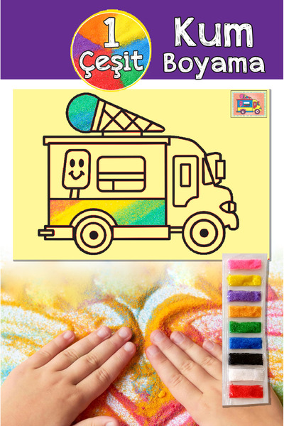 Dikkat Atölyesi Yayınları Dondurma Arabası Renkli Kum Boyama A4 Boyut