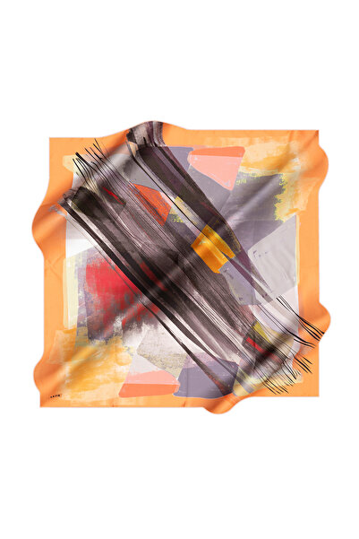 Aker Fırça Desenli İpek Krep Saten Eşarp