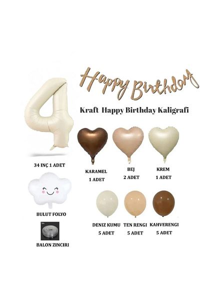 Konsept Sepeti Set of Calligraphy Banner and Balloons for Age Birthday to Carry on Distinguished