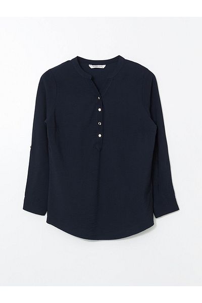 LC Waikiki Lcw Grace Navy Blue Leak Collar Women's Blouse