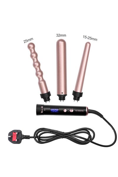 Sunhome Curling Wand Set, 3 in 1 Hair Curler with 3 Interchangeable Curling Wand Ceramic Barrel
