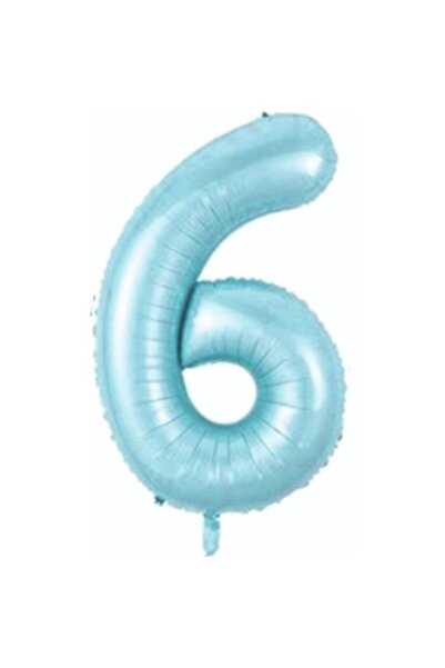 TATLI GÜNLER Folyo Balon 6 Rakamı Helyum Balon 76 Cm Mavi Renk - Retro 6 Yaş