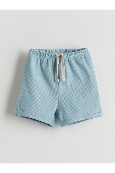 LC Waikiki Blue Elastic Waist Organic Fabric Baby Boy Shorts Pack of 2