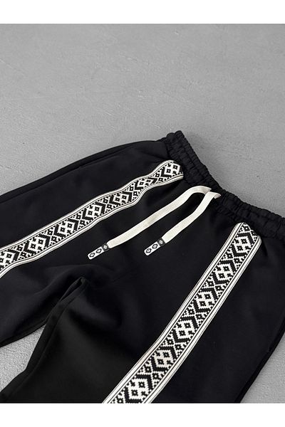 BYBASICMAN Black Mosaic Patched Pipe Leg Sweatpants Res-5131/