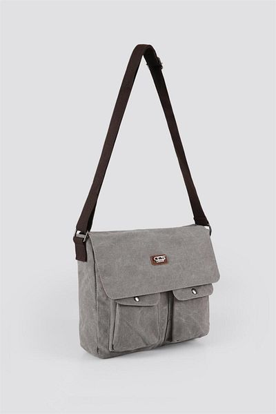 ÇÇS Γκρι καμβάς ώμου Σταυρός τσάντα Messenger 31309-gr