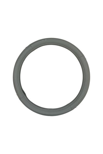 Generic Universal Leather Steering Wheel Cover – Gray, Anti-Slip, 35-40cm, Comfortable Grip