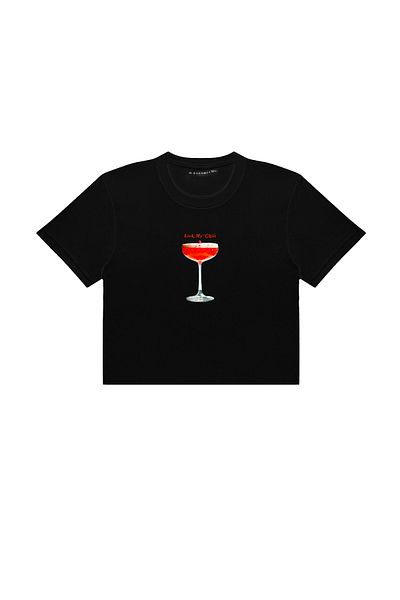 Sekizbiraltı Crop Top negru - Lick My Chili Printed