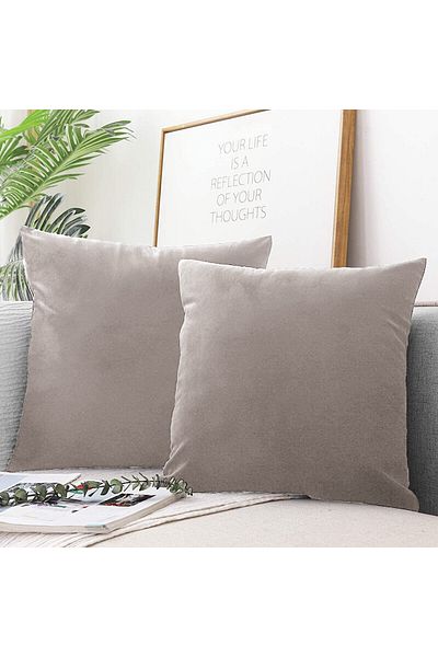 De'Vor Stone Color Throw Pillow Cover Set of 4 - Hidden Zipper - Velvet Texture