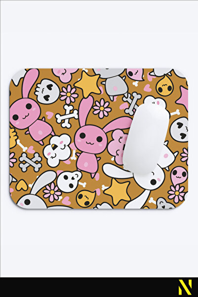 nilizma Симпатична подложка за мишка с мотив на заек, ергономична, с неплъзгаща се основа, за дома и офиса